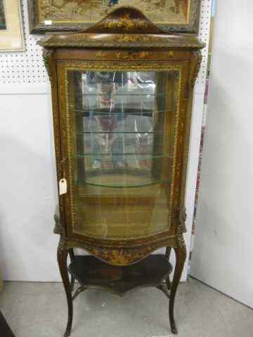 Appraisal: Victorian Handpainted Vitrine Cabinet ormolu mounts handpainted florals on gold