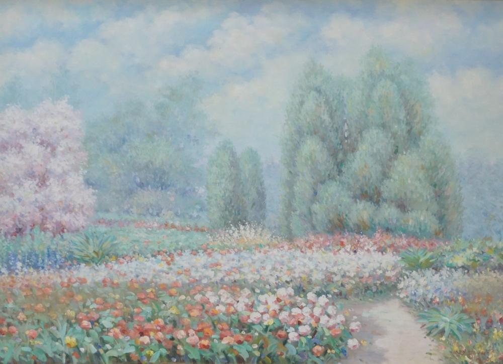 Appraisal: IMPRESSIONIST SCHOOL TH CENTURY FLOWERED MEADOW OIL ON CANVAS FRAME