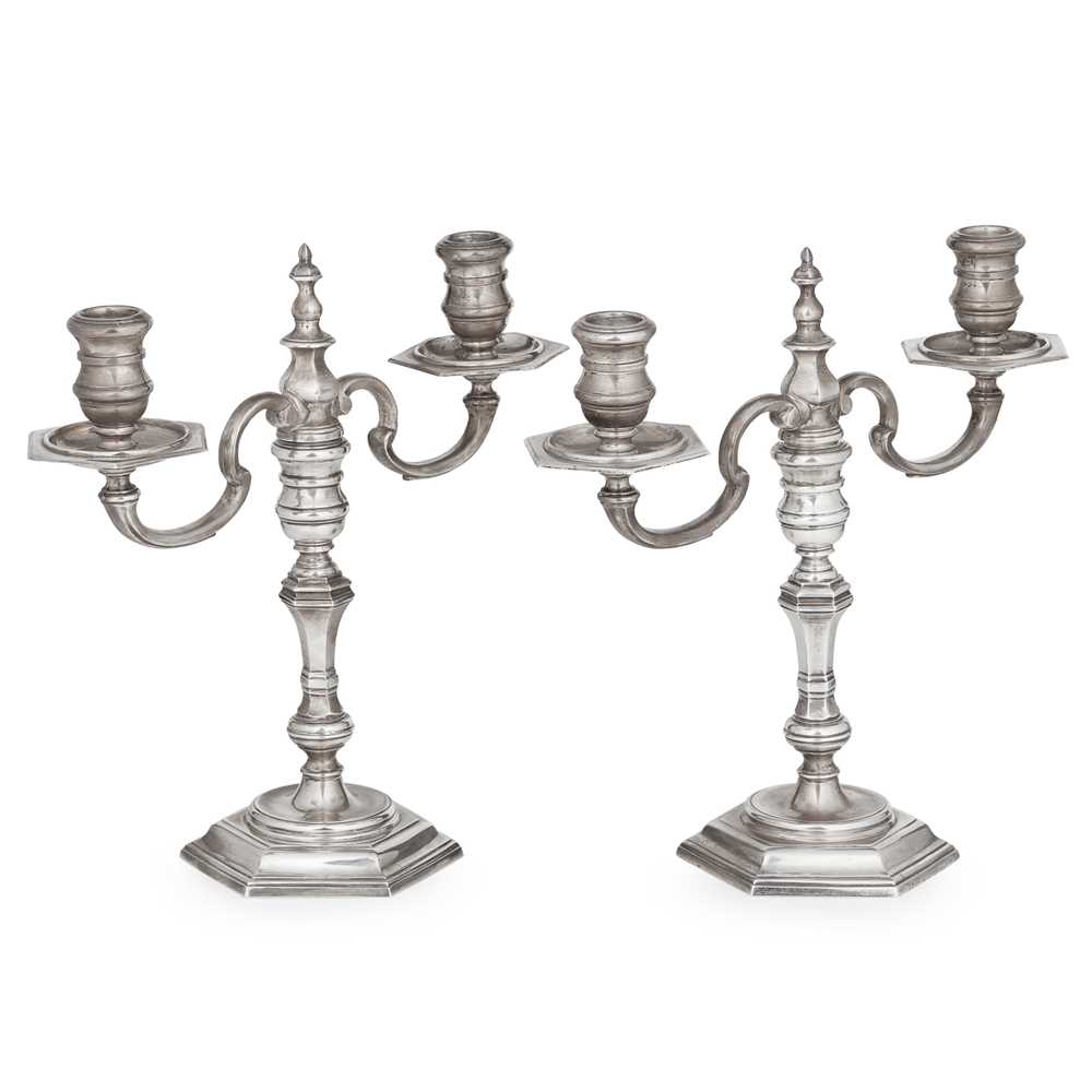 Appraisal: A PAIR OF CAST S TABLE CANDELABRA William Comyns Sons