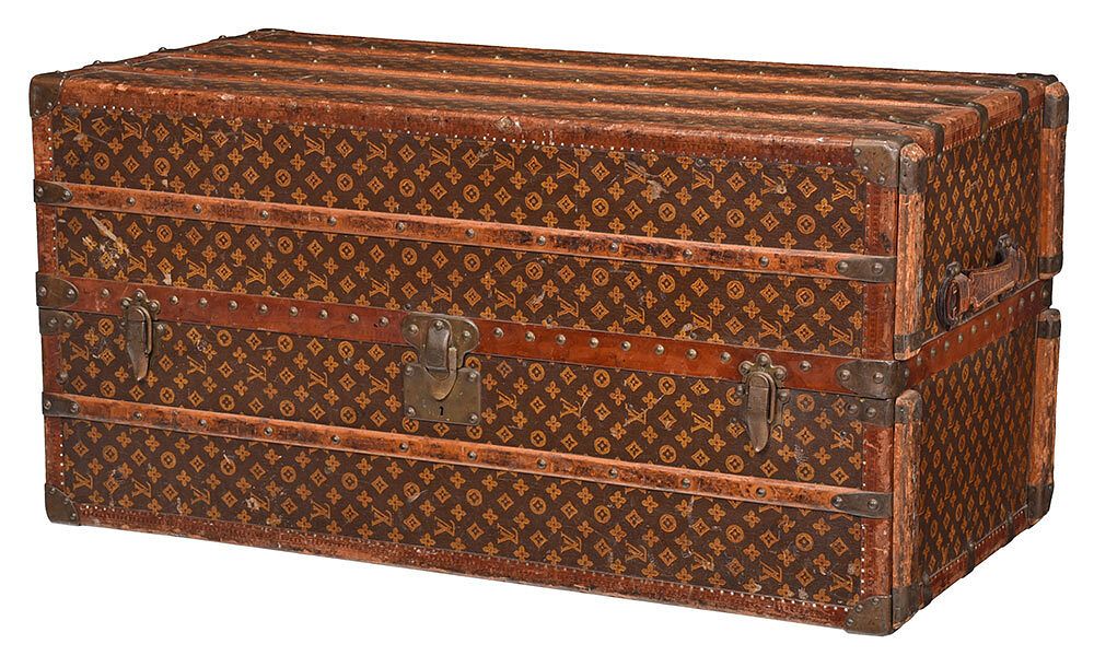 Appraisal: Louis Vuitton Wardrobe Steamer Trunk Paris early th century exterior