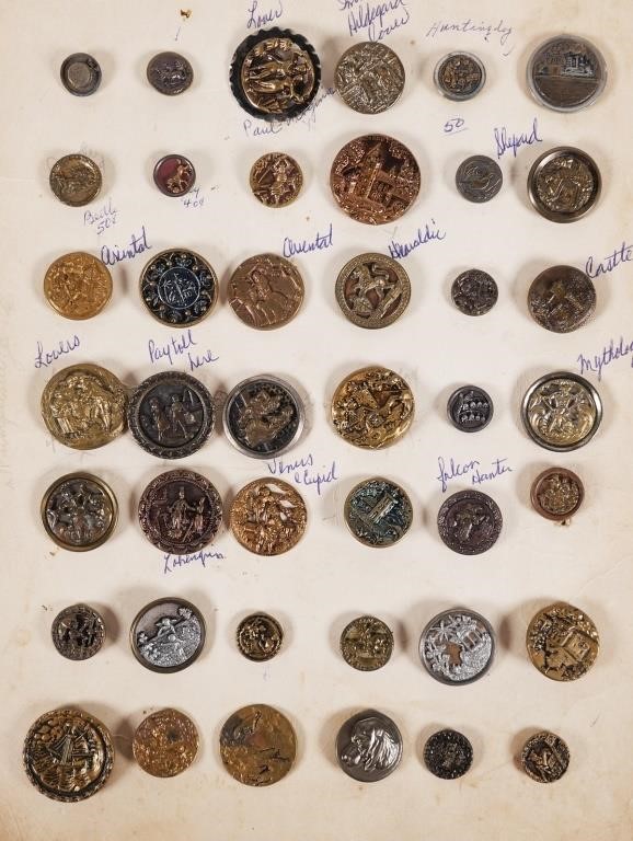 Appraisal: Collection of antique mixed metal raised relief cameo buttons total