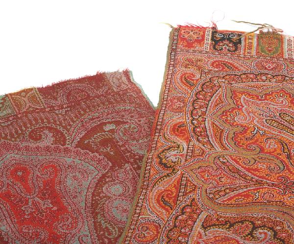 Appraisal: Two Paisley shawls holes to red shawl stain to turquoise