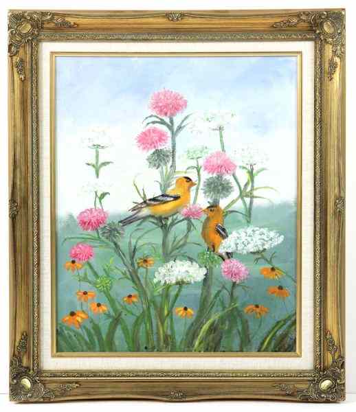 Appraisal: Isabel Glover NC ''Birds Resting''oil on canvas depicting bird resting