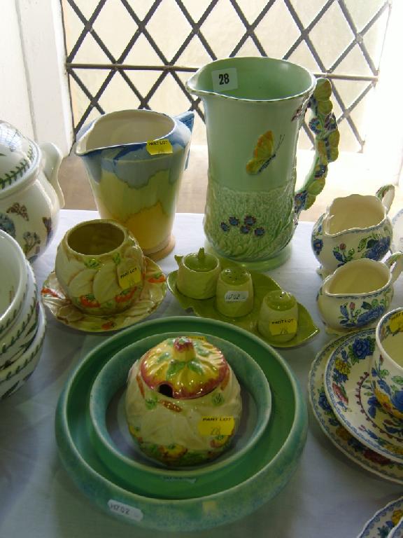 Appraisal: A collection of Art Deco ceramics including a green ground