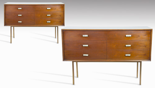 Appraisal: SAMSON BERMAN Pair of special-order walnut chests each with achampagne