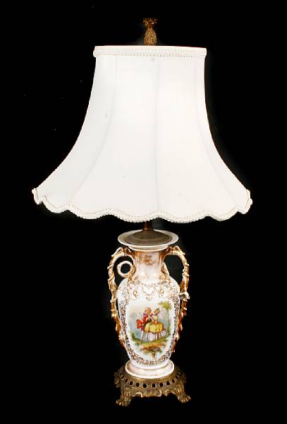 Appraisal: A pair of baluster form porcelain table lamps height to