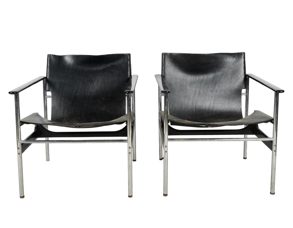 Appraisal: PAIR OF CHARLES POLLOCK FOR KNOLL ARMCHAIRSeach with Knoll label