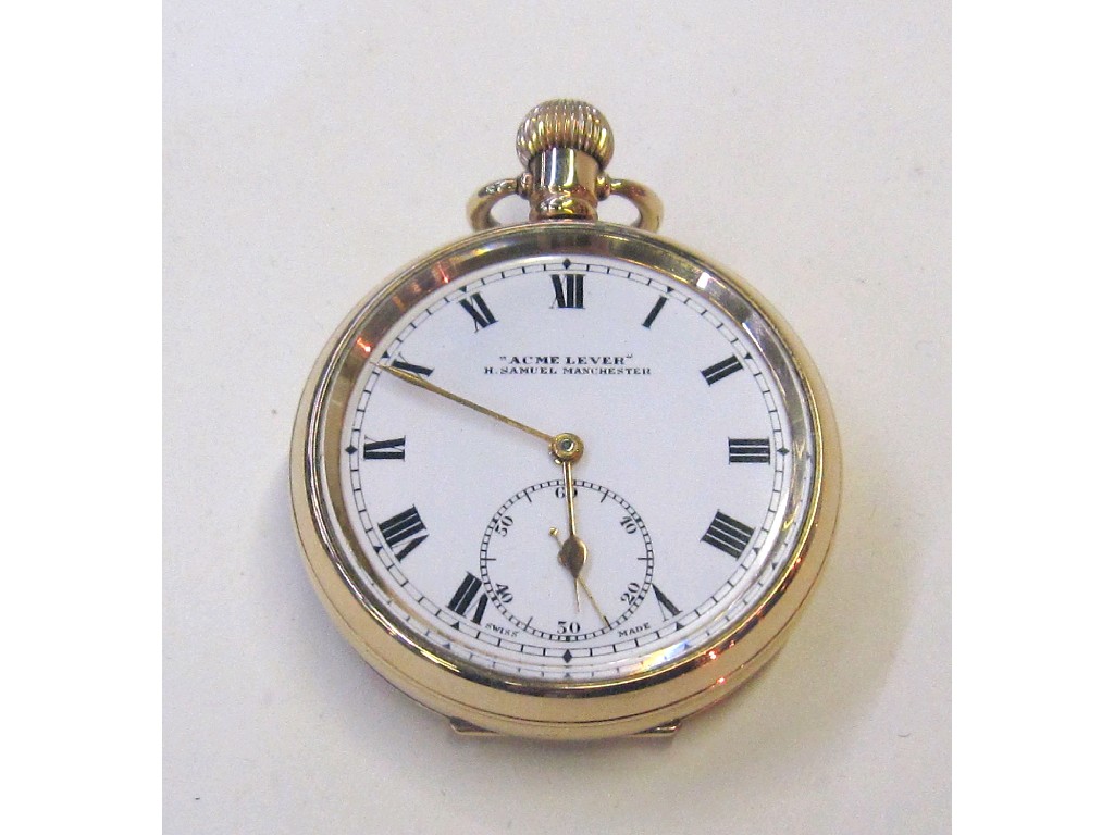 Appraisal: Rolled gold 'Acme Lever' pocket watch with white dial and