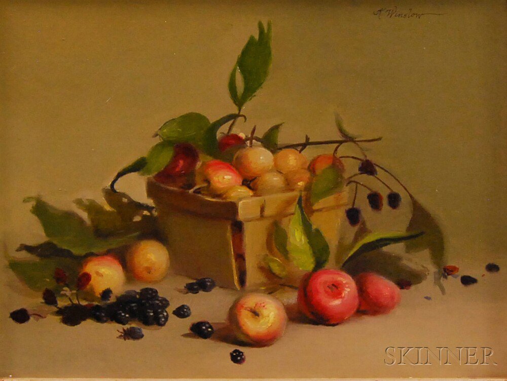 Appraisal: Karen Winslow American th st Century Crabapples Blackberries Signed K