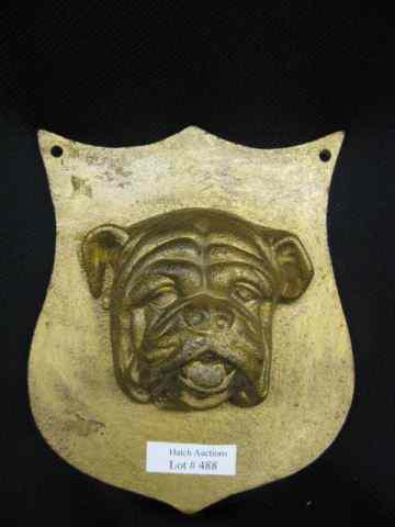 Appraisal: Cast Iron Wall Plaque of a Bulldog shield back ''