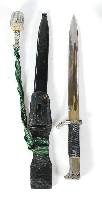 Appraisal: THIRD REICH STANDARD ISSUE DRESS BAYONET with black chequered grip