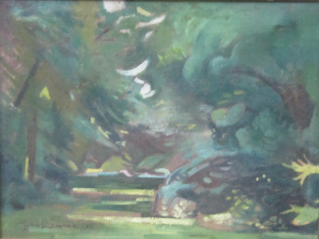 Appraisal: JOHN LAURIE Oil on canvas 'In a wood' signed and