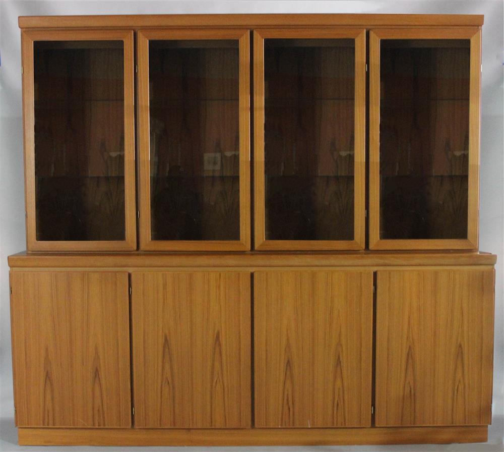 Appraisal: DANISH MODERN TEAK TWO PART CABINET LABELED SKOVBY MODEL SM