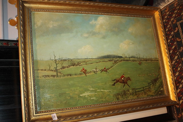 Appraisal: David BartonHunting scene oil on canvas signed cm x cm