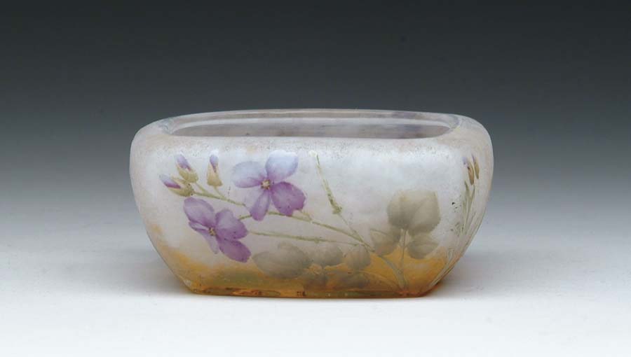 Appraisal: DAUM CAMEO AND ENAMEL BOWL Very pretty Daum bowl has