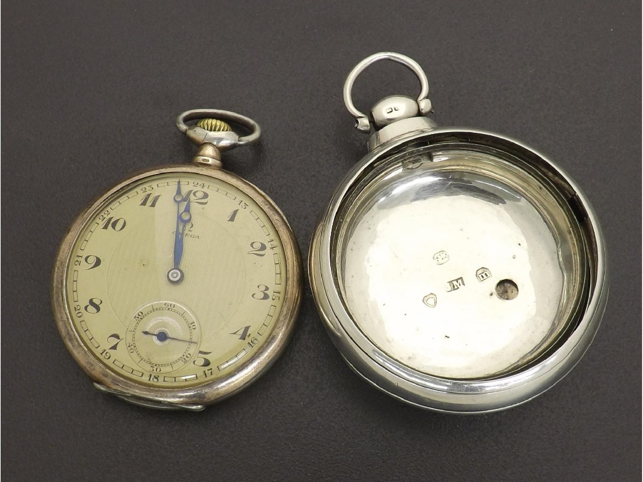 Appraisal: Omega white metal lever pocket watch jewel movement no the