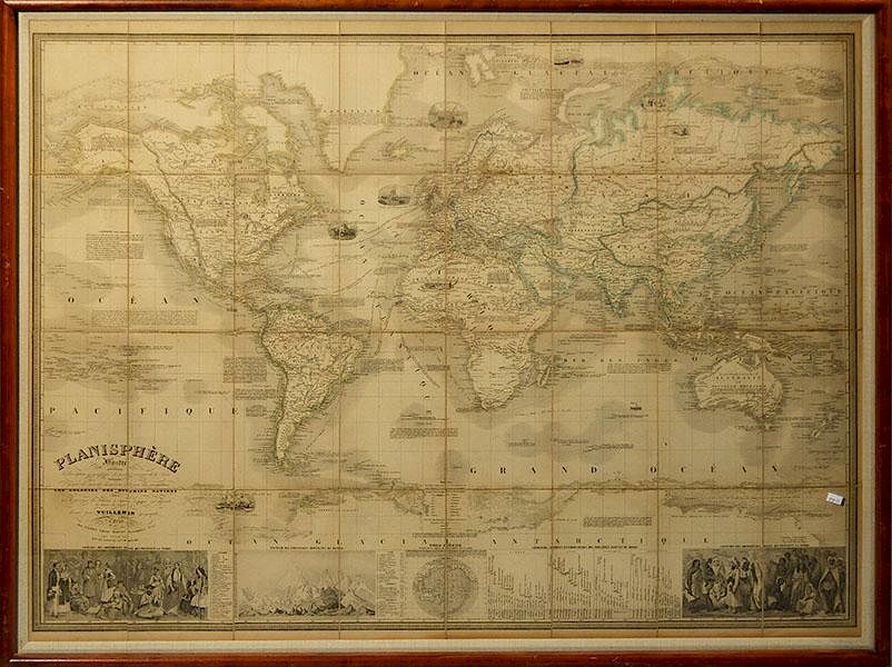 Appraisal: Scarce Folding Map of the World Scarce folding map of