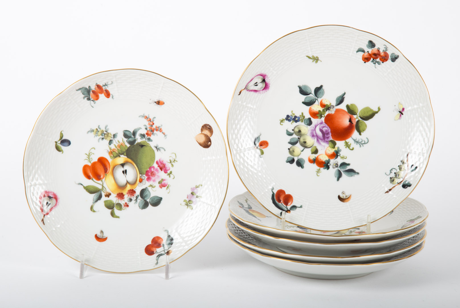 Appraisal: Six Herend porcelain dessert plates each with painted fruit decoration