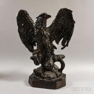 Appraisal: Large Carved Wooden Eagle th century damage ht wd in