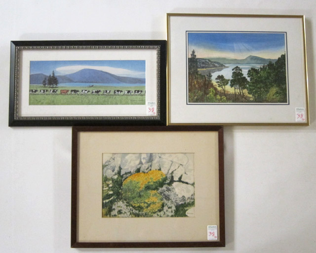 Appraisal: CLIVE DAVIES THREE WATERCOLORS ON PAPER Wales Oregon - One