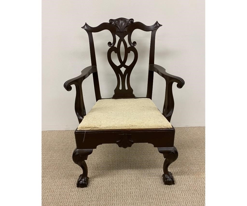 Appraisal: Fine Philadelphia Chippendale style bench made armchair made of walnut