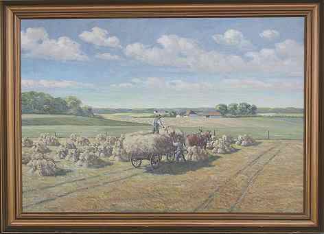 Appraisal: ELLGAARD Fredrik Scandinavian - Haying Scene O C '' x