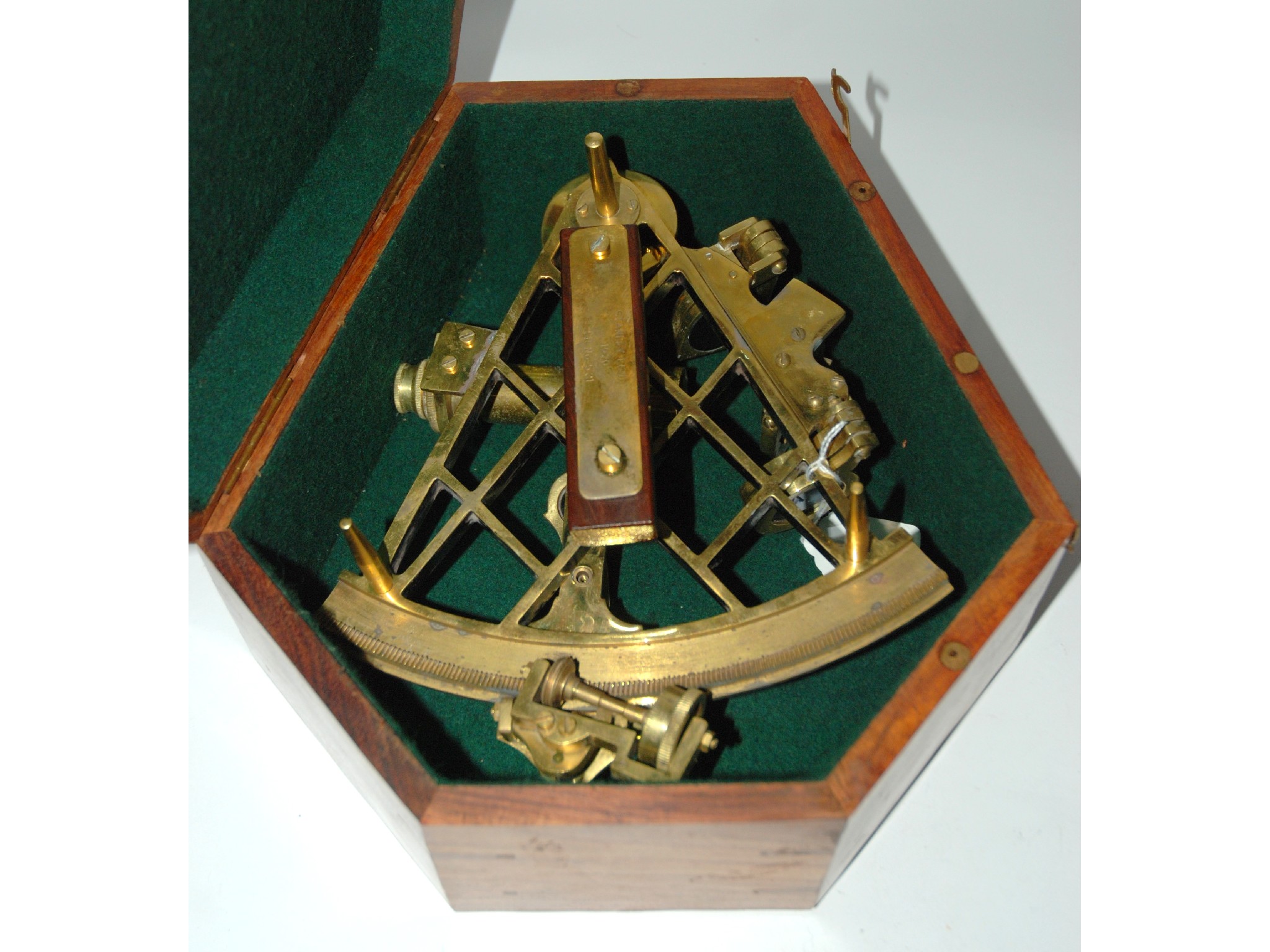 Appraisal: A cased brass Stanley Sextant with brass plaque inscribed Stanley