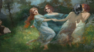 Appraisal: Aurel Naray Hungarian - - Dancing Girls oil on card