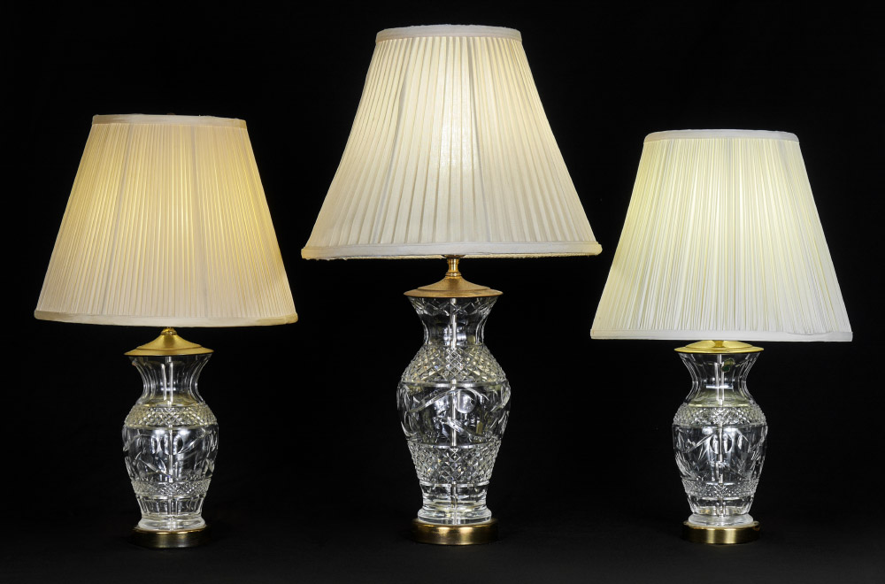 Appraisal: WATERFORD CRYSTAL LAMPS baluster form Waterford cut glass lamps in