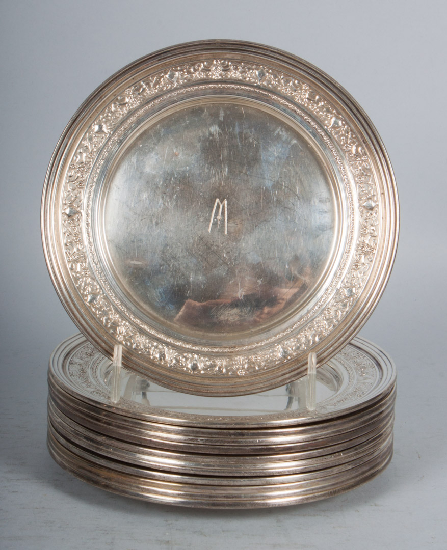 Appraisal: Twelve American sterling bread plates in the Beaux Arts taste