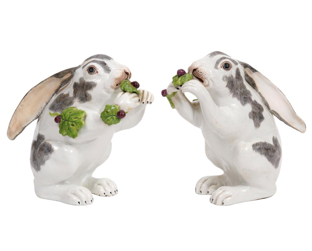 Appraisal: PR MEISSEN STYLE PORCELAIN RABBIT FIGURINESPair of Meissen style porcelain