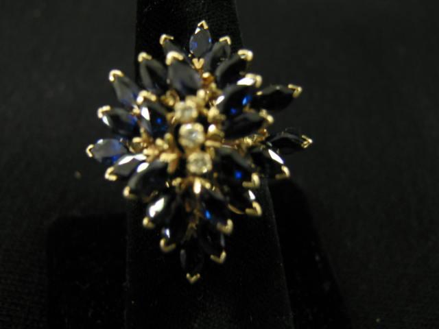 Appraisal: Sapphire Diamond Ring marquise cut gems totaling carats with diamonds