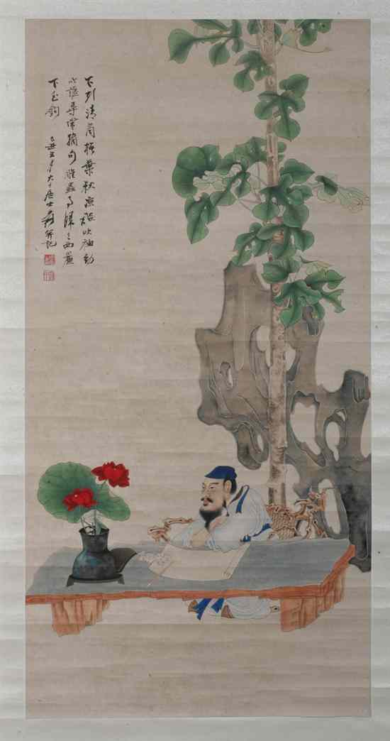 Appraisal: AFTER ZHANG DAQIAN Chinese - SCHOLAR ink and color on