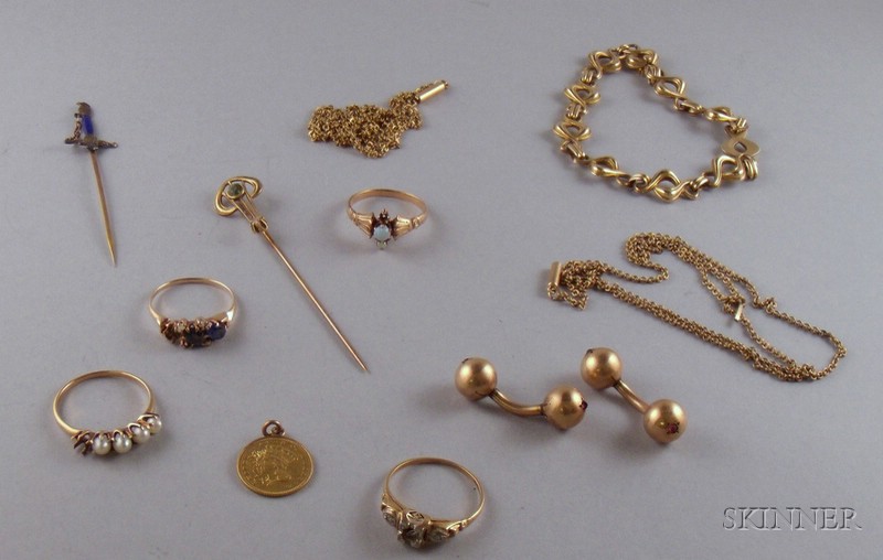 Appraisal: Group of Gold and Gold-filled Estate Jewelry including two gold