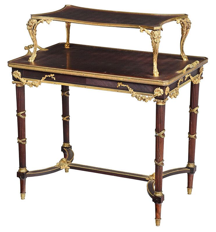 Appraisal: Louis XVI Style Ormolu Mounted Two Tiered Server French late