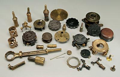 Appraisal: Large group survey instrument parts three older ball-and-socket tripod mounts