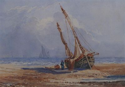 Appraisal: Attributed to Samuel Prout O W S - Fishing boat