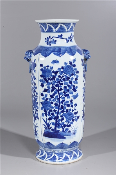 Appraisal: Chinese blue and white porcelain vase with flowers and trees