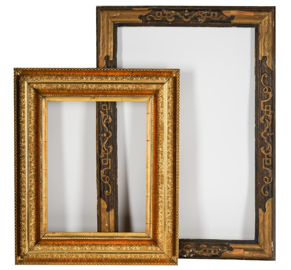 Appraisal: TWO ANTIQUE PICTURE FRAMESthe gilt frame x inches overall x