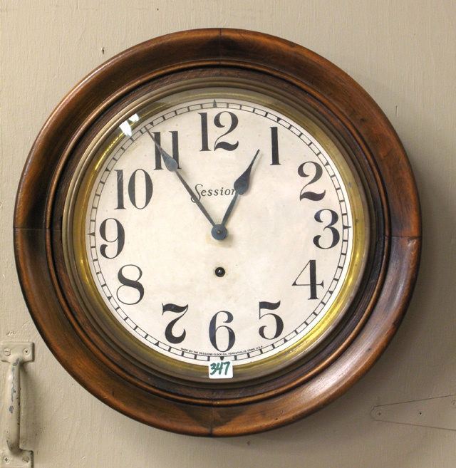 Appraisal: A ROUND FOYER WALL CLOCK The Sessions Clock Co Forestville