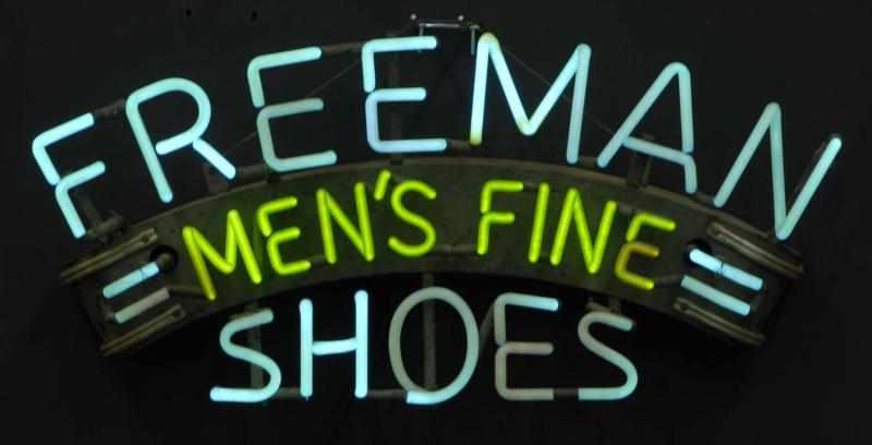 Appraisal: Freeman Shoes Neon Sign Description s to s Blue and