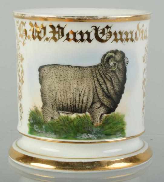 Appraisal: Ram Sheep Shaving Mug Description Gilt name HW Vam Gundia