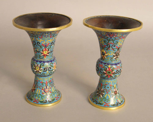 Appraisal: Pair of cloisonn vases h