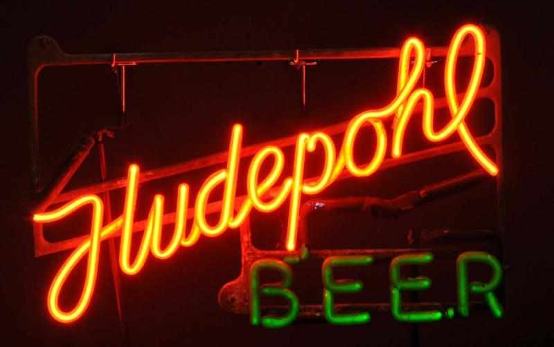 Appraisal: Hudepohl Beer Neon Sign Description s Red and green neon