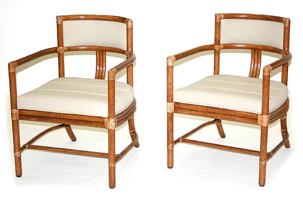 Appraisal: A set of three Orlando Diaz-Azcuy 'Manhattan' armchairs McGuire Furniture