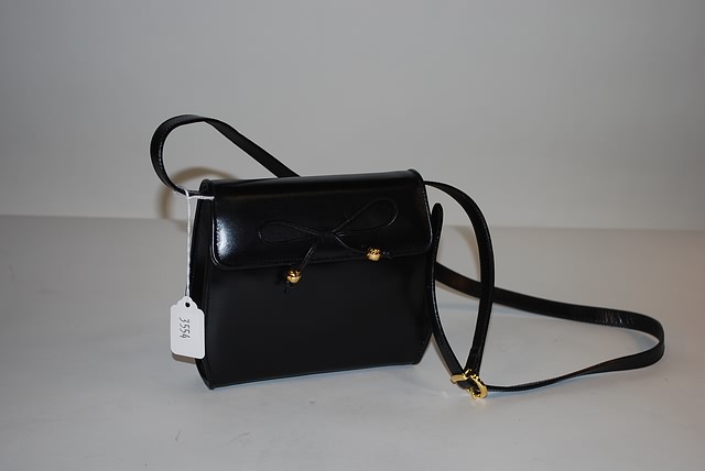 Appraisal: Salvatore Ferragamo small black calf leather handbag with shoulder strap