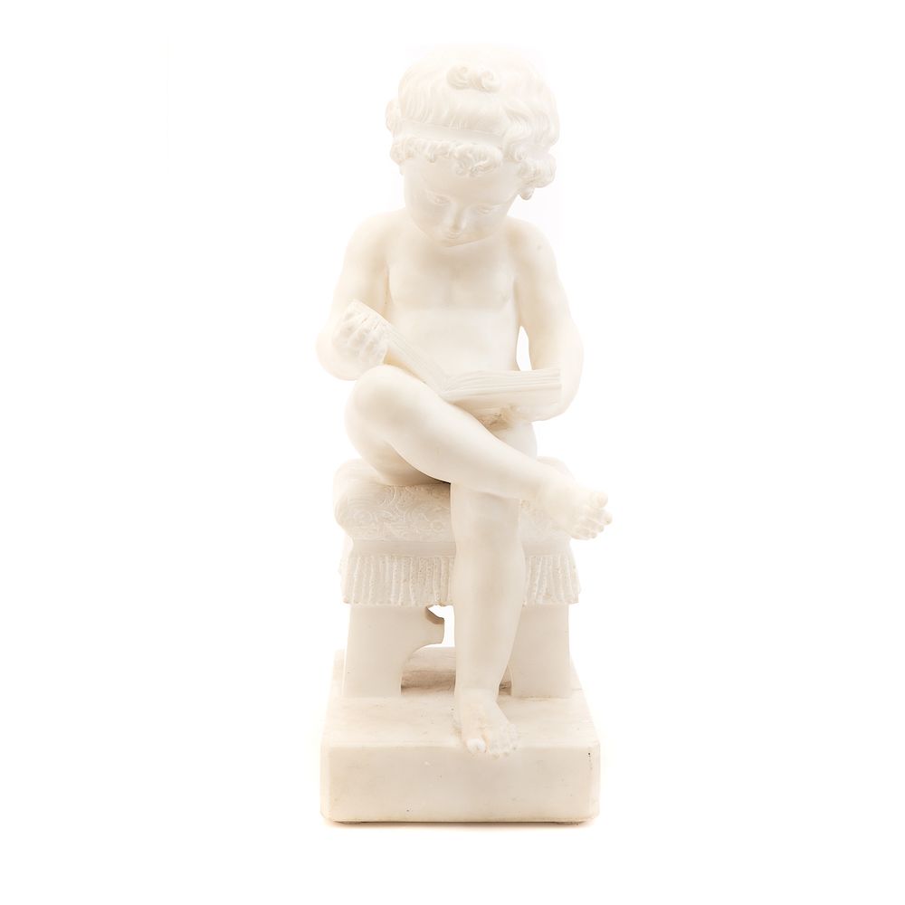 Appraisal: Grande Tour carved marble figure of boy reading late th