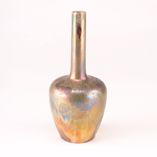 Appraisal: CLEMENT MASSIER Bottle-shaped vase painted with Art Nouveau flowers in