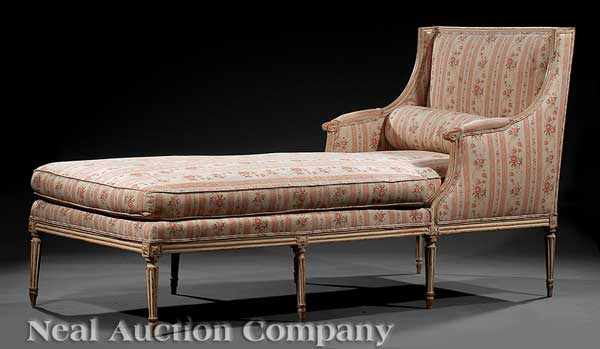 Appraisal: A Louis XVI Cr me Peinte Chaise Longue late th