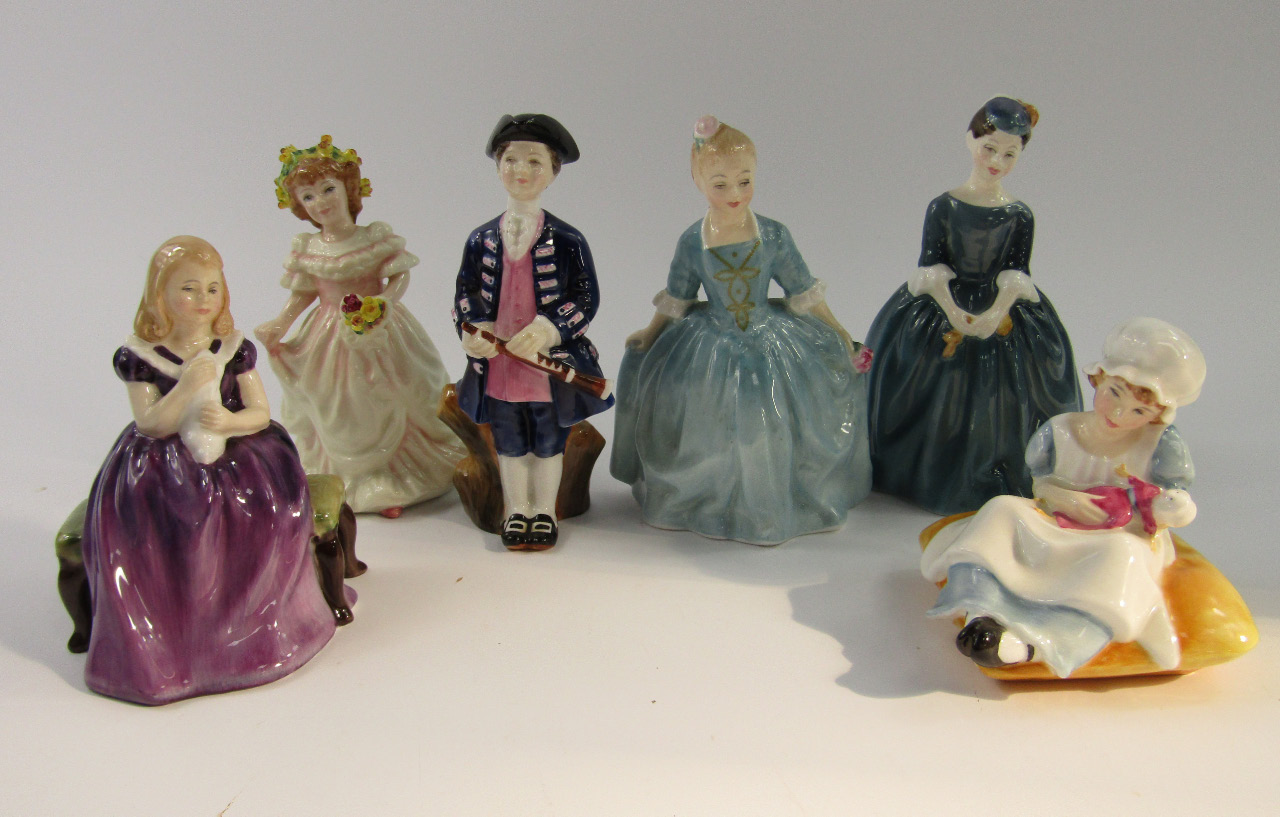 Appraisal: Six Royal Doulton figures comprising A Child from Williamsburg HN